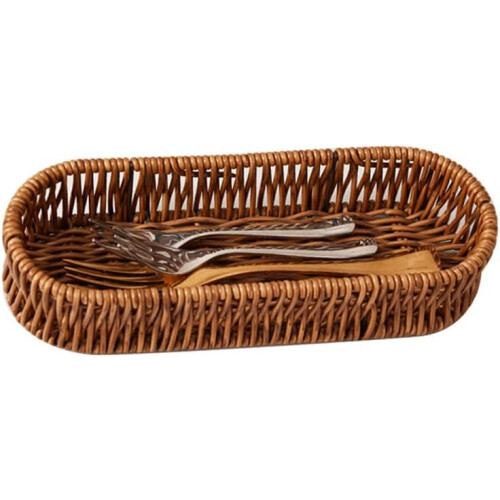 Rattan Bread Basket Multipurpose Kitchen Organizer Rectangular Woven Storage for Home Restaurant Durable Stackable Plastic 1