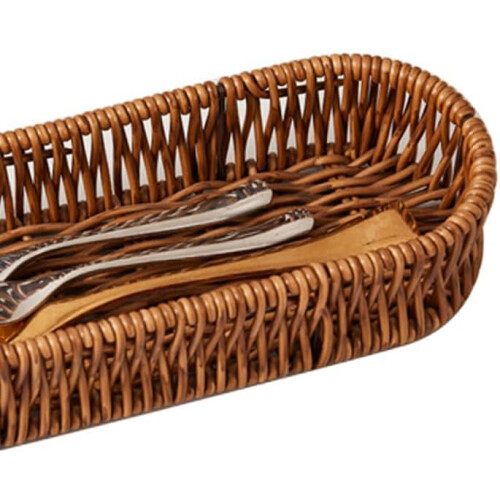 Rattan Bread Basket Multipurpose Kitchen Organizer Rectangular Woven Storage for Home Restaurant Durable Stackable Plastic 2