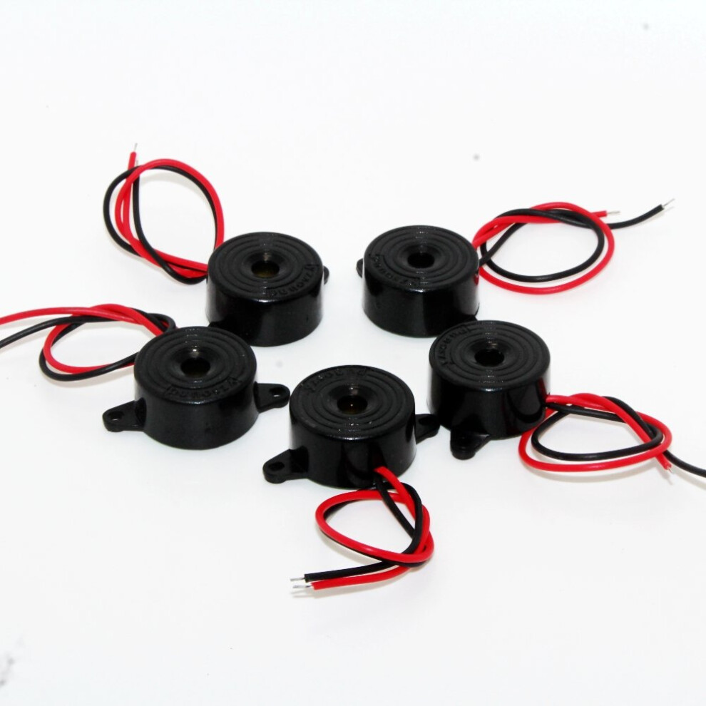 5Pcs 324V Piezo Electronic Buzzer Alarm With Wires, Loud 95Db Compact 12V Dc 9365369430945