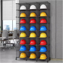 Hard Hat Storage Rack 24 Grid Wall Mounted Helmet Organizer Cart for MultiHelmet Storage Black