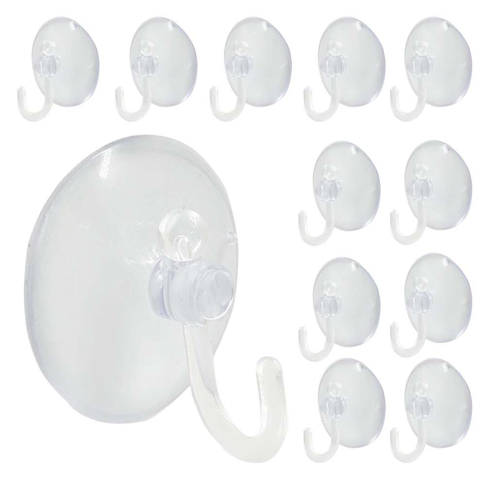 12 Pcs 30Mm Clear Suction Cup Hooks, Removable Nodrill Wall Hooks For Bathroom Kitchen Glass Tile 9164114198778