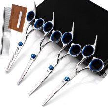Pet Grooming Scissors Set 8pcs with 6Inch Curved Shears, Thinning and Straight Hair Cutting