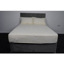 (Cream, Double) Plain Dye Poly Cotton Fitted Bed Sheet Super Soft Luxury & Comfy Easy Care Bed Sheet Available in 17 different Colours