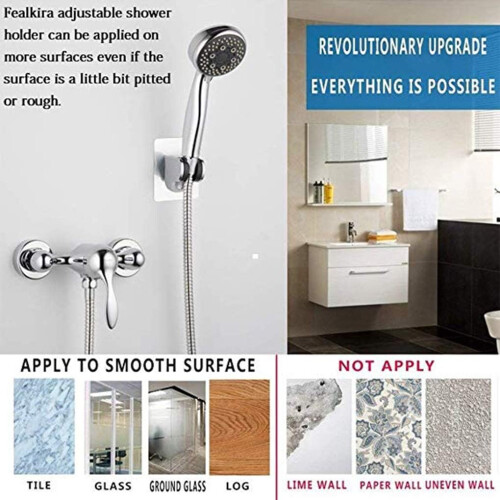 Adjustable Wall Mounted Shower Head Holder Stainless Steel Self Adhesive Angle Adjustable 1