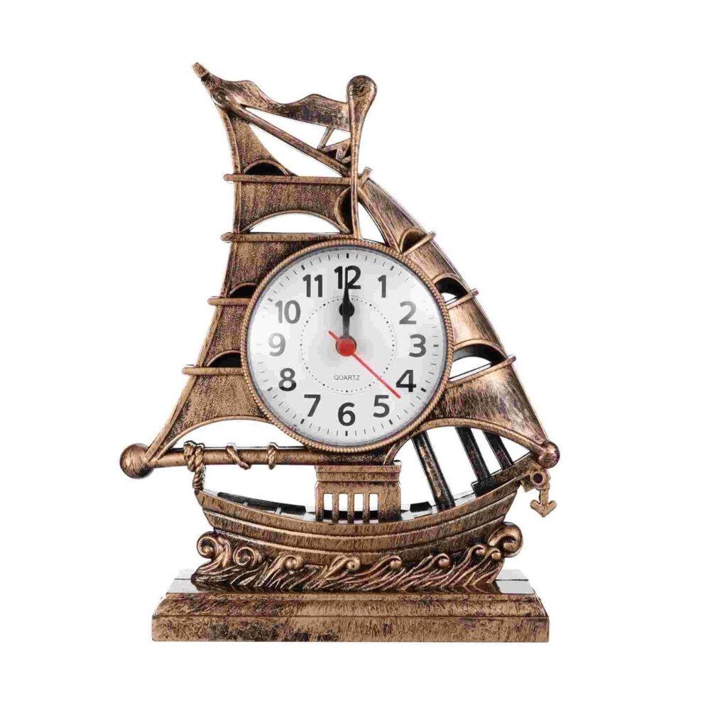 Vintage Nautical Sailboat Alarm Clock with Silent Function for Bedside and Desk Decoration