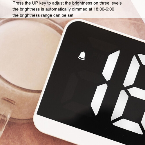 Digital Alarm Clock Voice Control Brightness LED Mirror Modern Desktop Clock 2