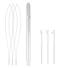 Hair Extension Tools Kit with Loop Needle and Crochet Hooks, Stainless Steel Micro Bead Set
