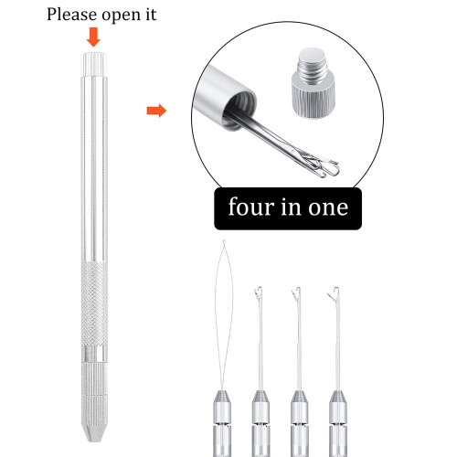 Hair Extension Tools Kit with Loop Needle and Crochet Hooks, Stainless Steel Micro Bead Set 1