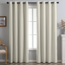 Blackout Curtains 84 Inch Thermal Insulated Fire Retardant NFPA701 Drapes for Bedroom Living Room, Beige 52x84 Inch, 2 Panels