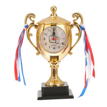 Graduation Trophy Shape Alarm Clock with Scale for Students Bedroom Office Living Room Gold