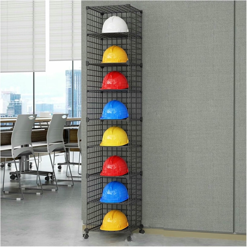 Helmet Storage Rack With Wheels, Heavyduty Iron Hard Hat Organizer, 8Grid Large Capacity Holder 9164114108944