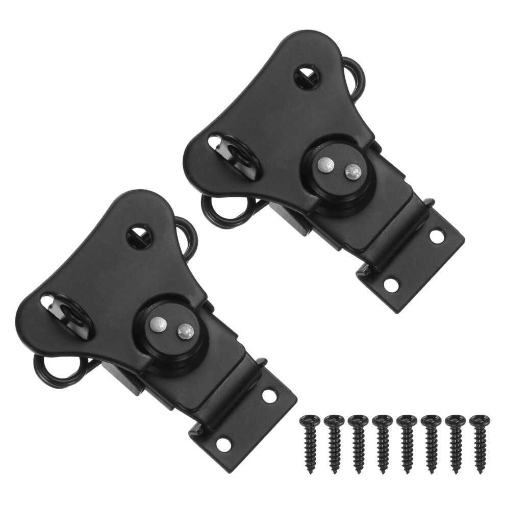 2Pcs Spring Loaded Butterfly Twist Latch With Screws, Black Steel Toggle Draw Latch For Toolbox And Chest 9365369431577