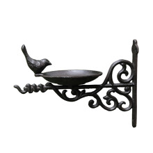 Wall Mounted Bird Bath Water Feeding Station with Garden Ornament for Outdoor Yard