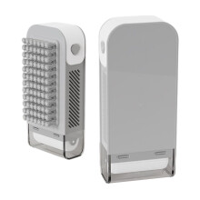Travel Soap Case with Cleaning Brush for Camping, Kitchen and Bathroom, Durable ABS Gray Soap Box