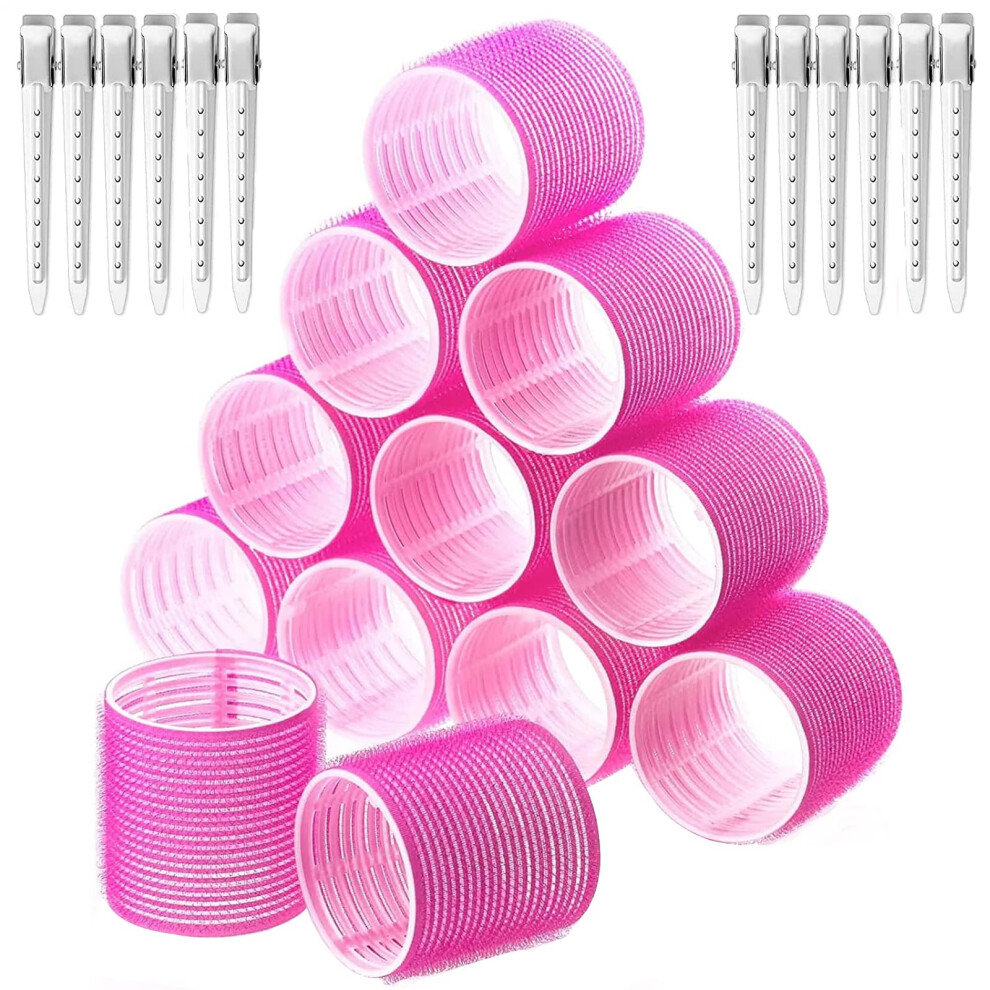 24pcs 48mm Jumbo Hair Rollers with Duckbill Clips for Large Bouncy Curls and All Hair Types