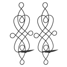 Wall Candle Holder Set of 2 Foldable Iron Hanging Decorative Black Sconces for Living Room or Wedding