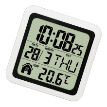 Digital Shower Clock With Temperature Display, Indoor Outdoor Use, Date And Week Display, Suction Cup Wall Clock, White