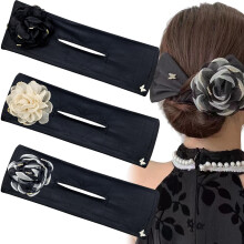 Hair Bun Maker Set with Elegant Camellia Flower, Flexible Hair Twister Accessory for Women