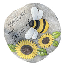 Resin Sunflower Garden Stepping Stone with Bee Design Weatherproof Outdoor Pathway Decor