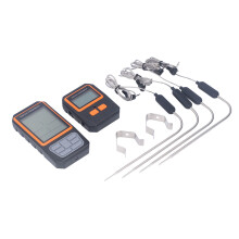 BBQ Wireless Digital Instant Read Thermometer With 4 Probes Extended Long Range Transmission Dashboard Style Display High Low Temperature Alert Oven