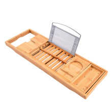 Bathtub Tray with Adjustable Holder 69.5x22.5cm for Home Bathroom and Relaxing Spa Use