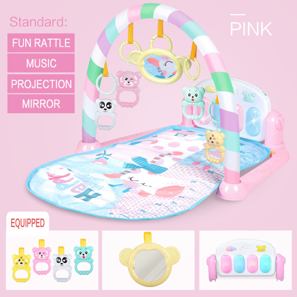 Kick And Play Piano Baby Play Mat, Musical Playtime Activity Center Tummy Time Mat With Sensory Keyboard Interactive Baby Play Mat Detachable Rattle