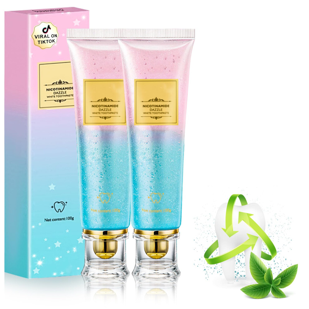 2Pcs Whitening Toothpaste for Stain Removal with Niacinamide Formula, Fluoride Sensitive Teeth Care