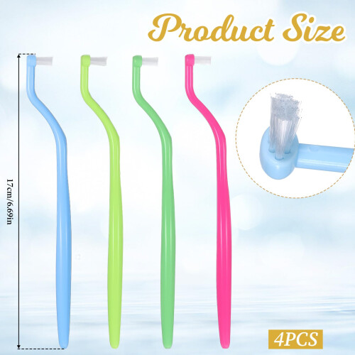 4 PCS Orthodontic End Tuft Toothbrush for Braces and Implants, Compact Design with Precise Control Grip 1