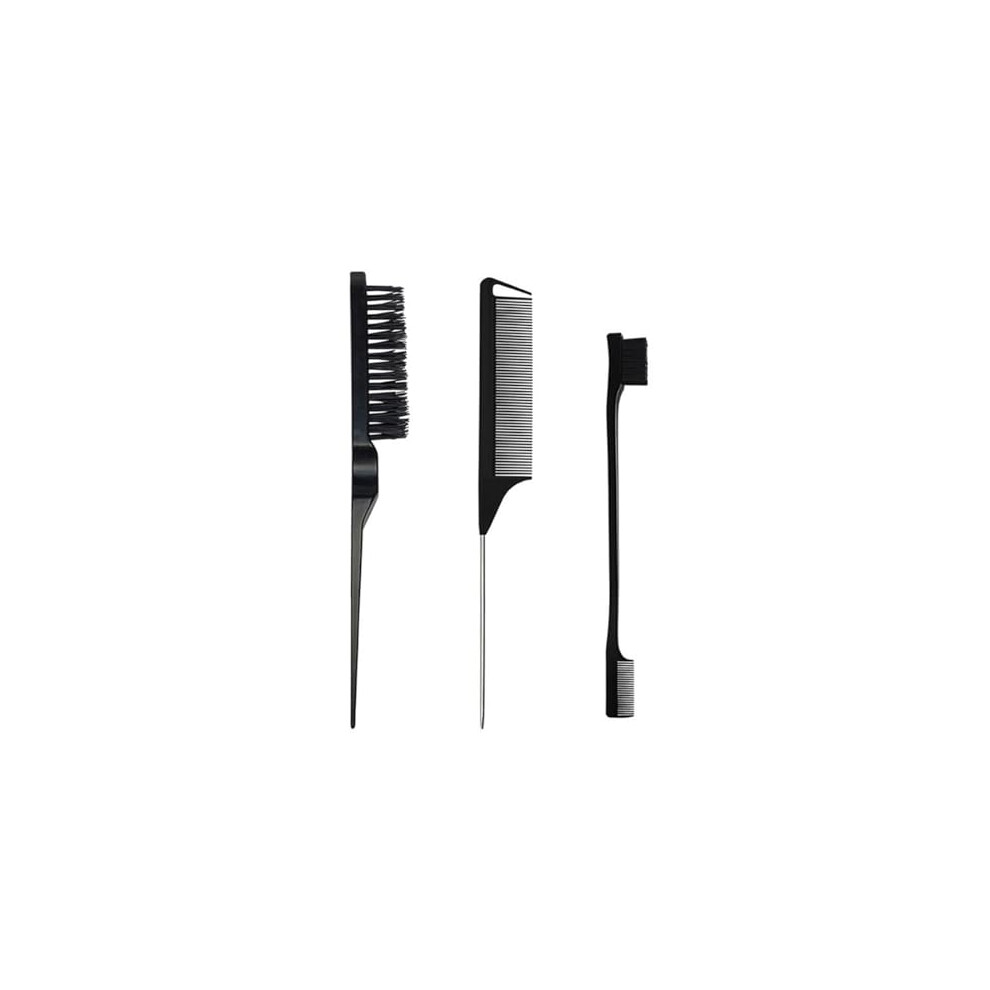 Unisex 3 Piece Hair Styling Comb And Edge Brush Set For Precise Hairline Styling And Fast Sectioning