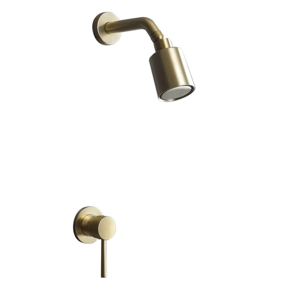 Concealed Shower System With Brushed Gold Finish, Copper Rain Head, Handheld Shower And Waterfall Spout 9044945406238