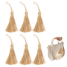 Natural Jute Tassels Set of 6 Rustic Bohemian Decor for Jewelry, Curtains, Wedding, Christmas Crafts