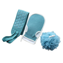 Bath Exfoliating Set with Back Scrubber and Towel for Full Body Cleaning, Long Straps Design