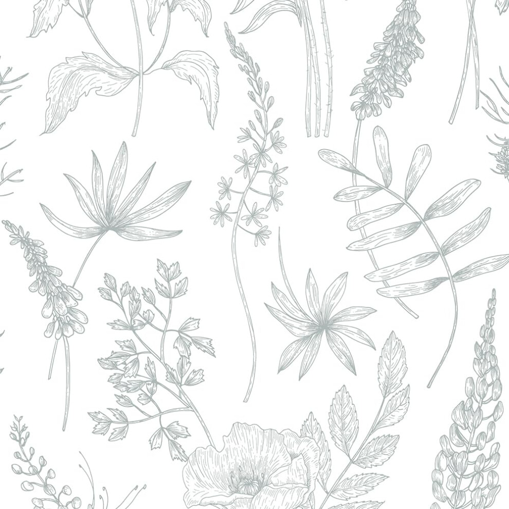 Peel And Stick Vintage Floral Wallpaper Green And White Boho Leaf Removable Wall Covering 17.7'X118' 9365369432383