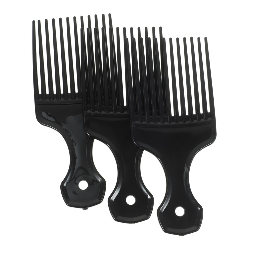 Unisex Black Wide Tooth Detangling Comb Set For Thick And Curly Hair, Gentle Scalp Massage, 6Pcs
