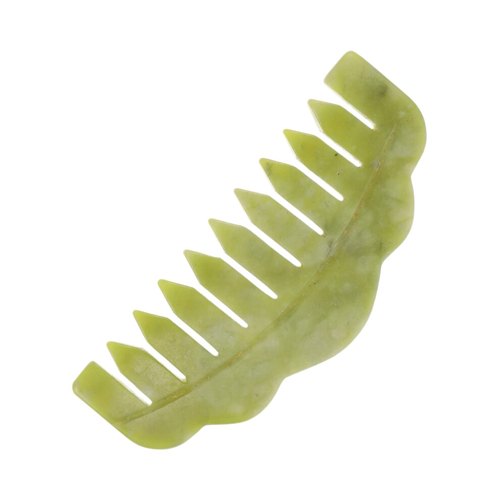Unisex Light Jade Hair Comb For Gentle Scalp Massage With Smooth Polished Surface And Compact Travel Size