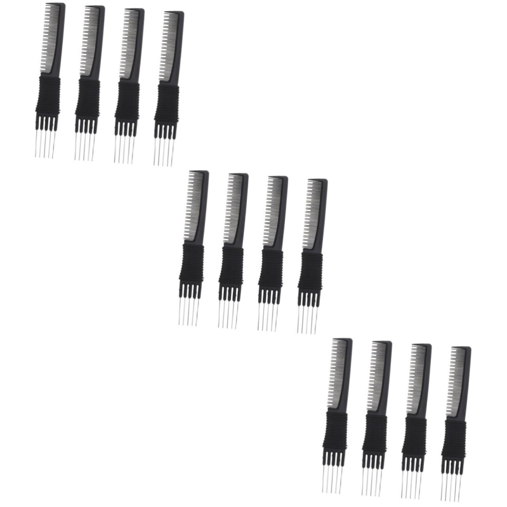 12pcs Professional Steel Tail Comb Set for Precise Hair Sectioning and Salon Styling
