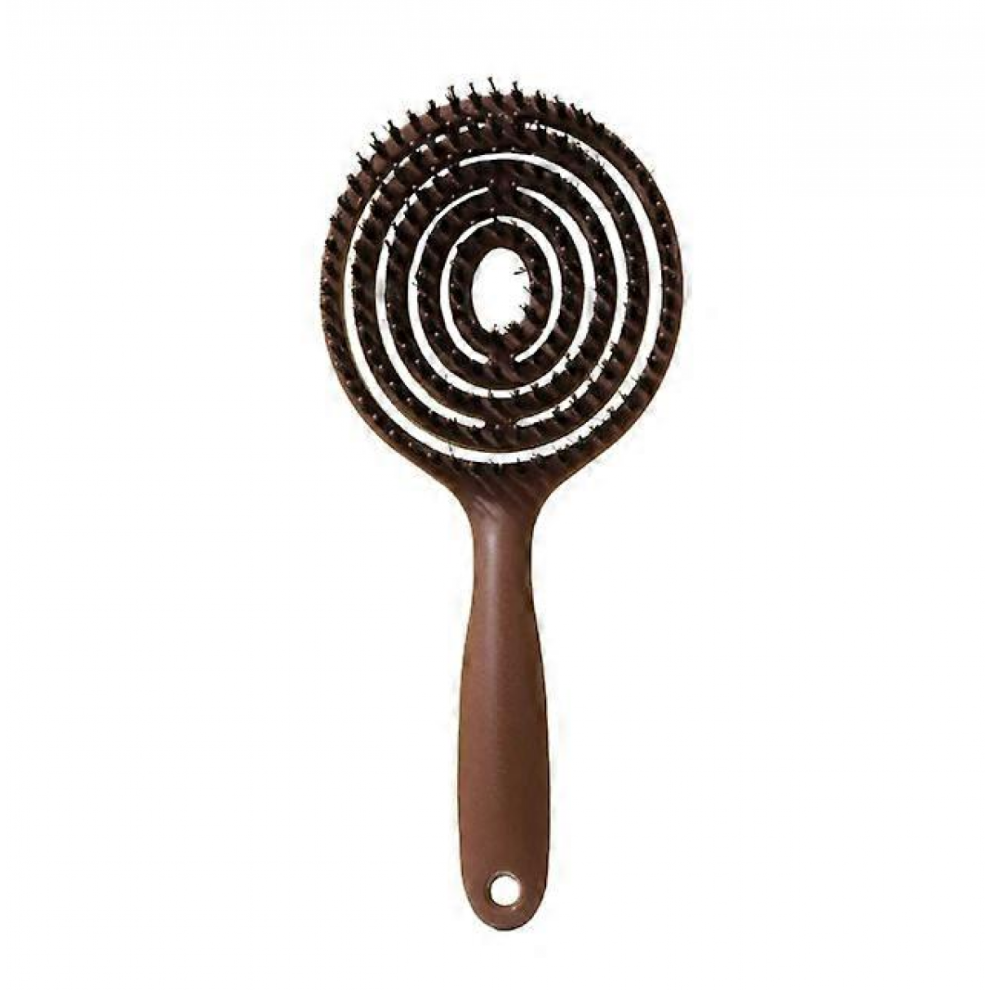Detangling Hair Brush, Double Layer Design with Boar Bristles, Scalp Massage Brush, Chrome