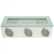 Tea Organizer Compatible with Countertop Wooden Tea Bag Organizer Box Rectangular Rustic Farmhouse Style Light Green 24.00X10.00X7.00CM Stora