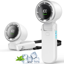(White)Mini Ventilatore Portatile, Turbo Ventilatore Portatile Pieghevole con Batteria da 5000mAh, Ventilatore a Mano Personale a 100 ingra