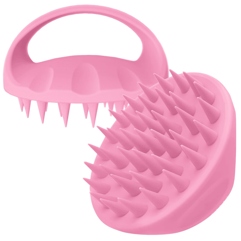 Pink Scalp Massager For Hair Growth Silicone Brush With Comfortable Bristles And Nonslip Grip