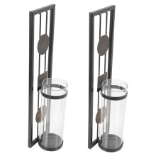 2pcs Grey Vintage Wall Sconce Candle Holder, Decorative Iron Hanging Tealight for Home Decor