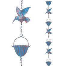 Rain Chain Bird Shaped 7.9FT Metal Gutter Downspout Alternative with 7 Cups for Outdoor Water Flow
