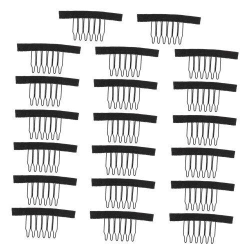 Wig Comb Clips 40pcs Black Plastic with Fabric Backing for Secure Wig Attachment and Extensions