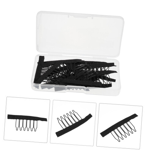 Wig Comb Clips 40pcs Black Plastic with Fabric Backing for Secure Wig Attachment and Extensions 2