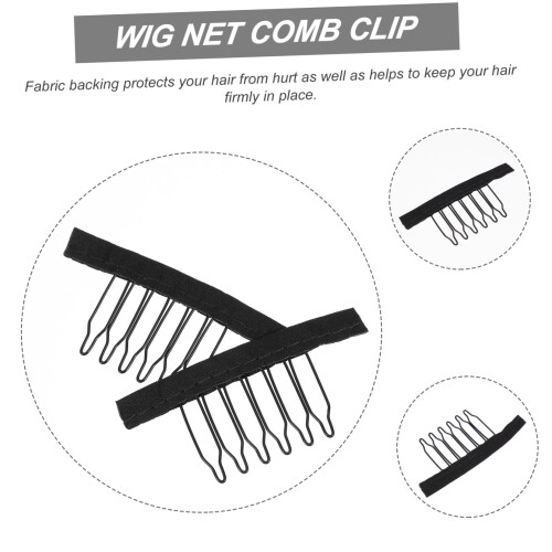 Wig Comb Clips 40pcs Black Plastic with Fabric Backing for Secure Wig Attachment and Extensions 1