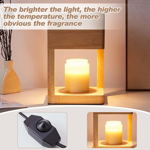 Candle Warmer Lamp with Dimmable Switch Solid Wood Base for Wax Melting and Home Décor 2