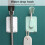 Adjustable Shower Head Holder 360 Angle SelfAdhesive Wall Mount Bracket with 2 Hooks Green White 2