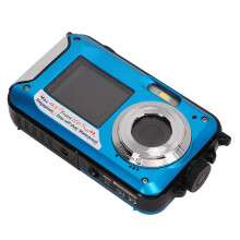 Waterproof Digital Camera 48MP Dual Screens Underwater Camera for Snorkeling 10ft Blue