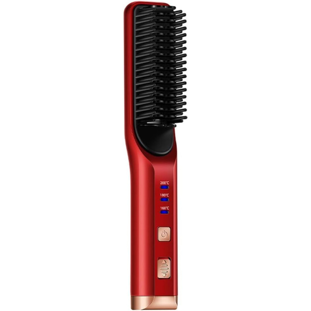 Cordless Hair Straightener Brush with USB Charging, Fast HeatUp, 3 Temp Settings for Travel