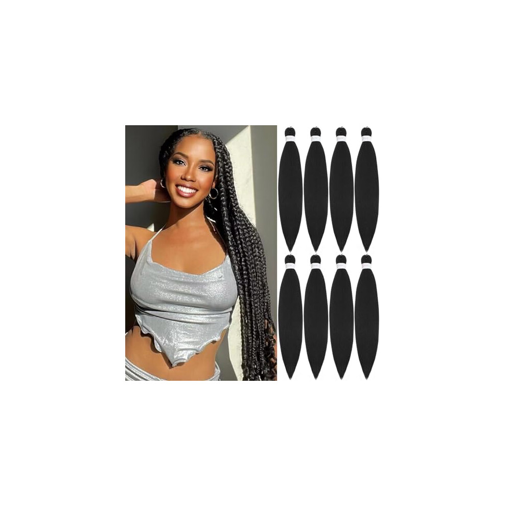 Unisex Prestretched Yaki Braiding Hair 20 Inch 8 Packs Soft Natural Texture For Twists And Hot Water Curling